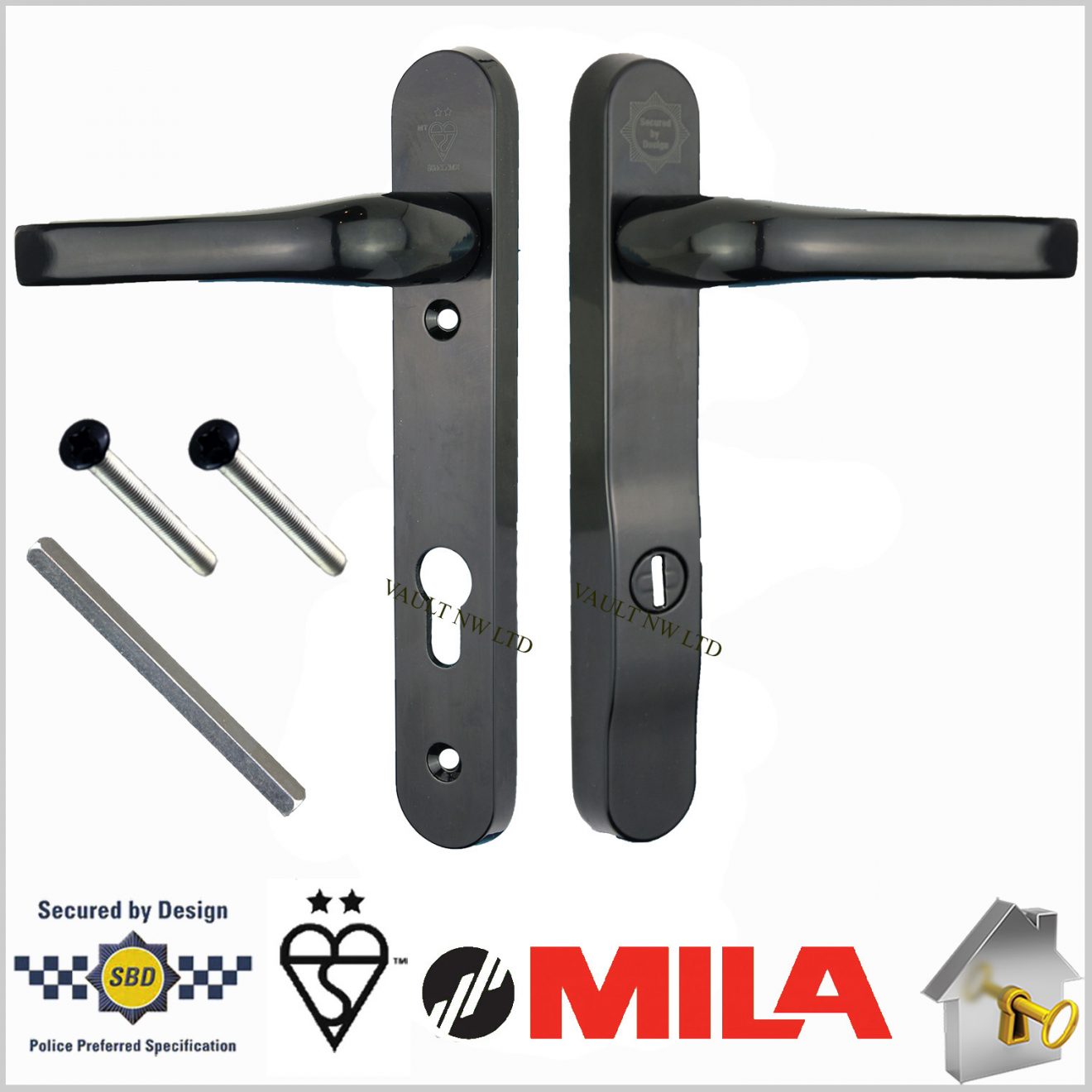 MILA Prosecure High Security Door Handles 220mm Backplate 2 Star