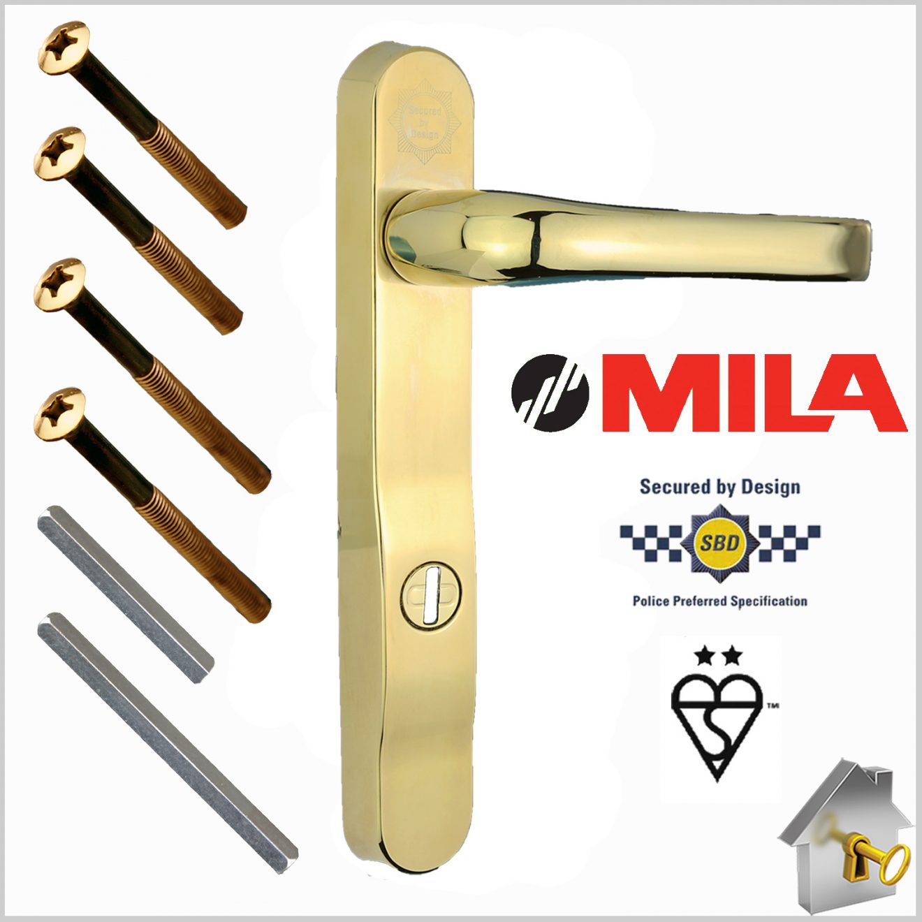 MILA Prosecure High Security Door Handles 220mm Backplate