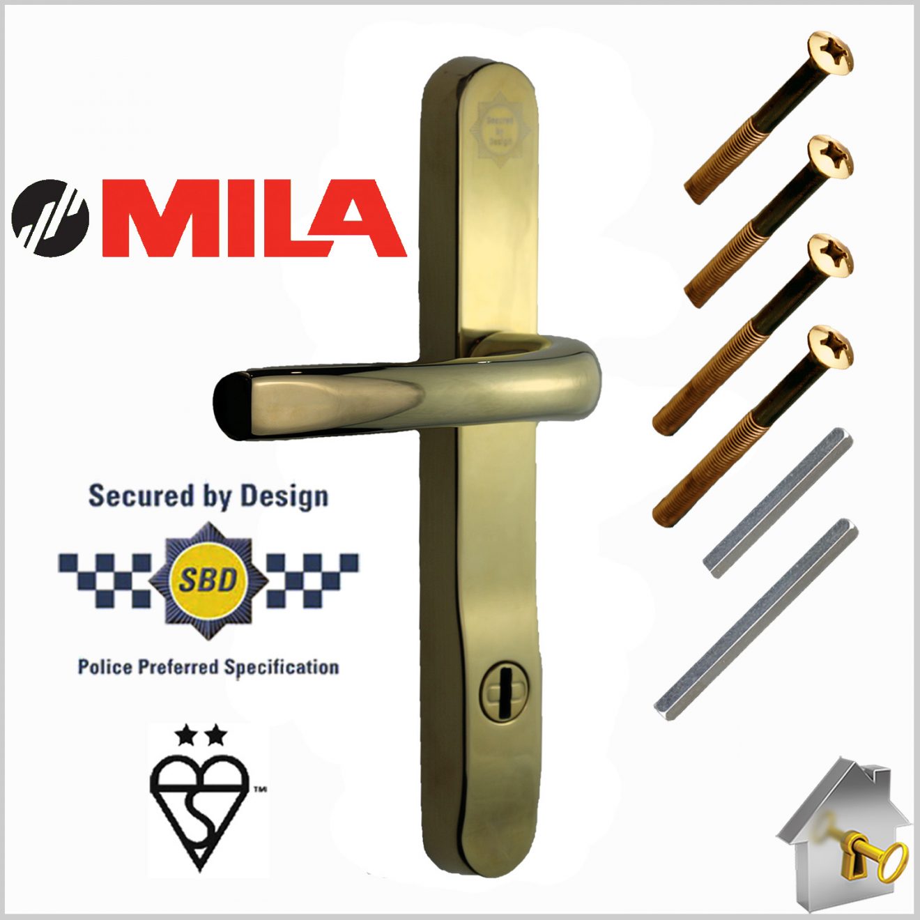 MILA Prosecure High Security Door Handles 240mm Backplate 2 Star