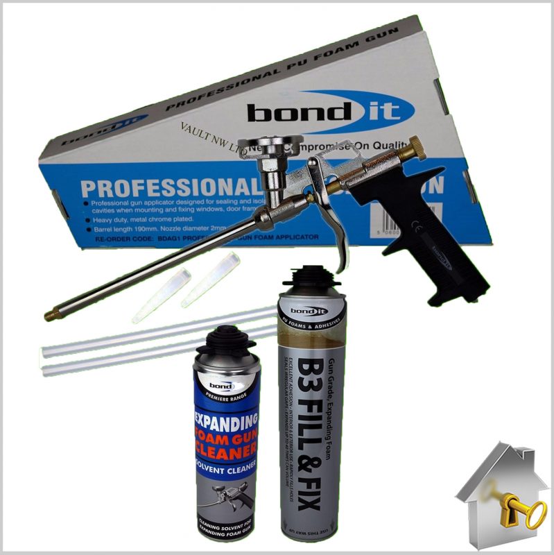 Bond It Expanding Foam, Applicator Gun and Foam Cleaner 3 in 1 Vault Nw
