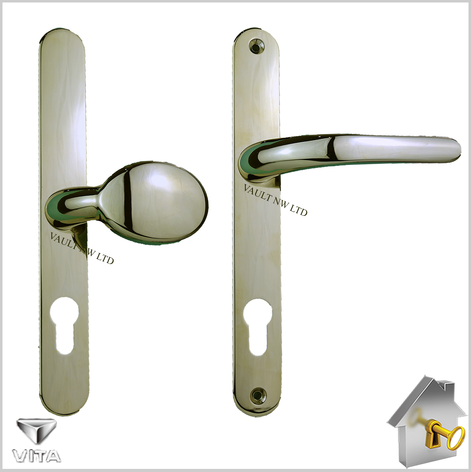 Chrome Brass Black Gold Flint Lever or Pad Quality Door Handles Set UPVC 