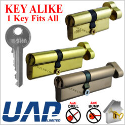 Set of key alike Thumb Turn Cylinder Euro Barrel Door Lock UPVC Anti Drill 