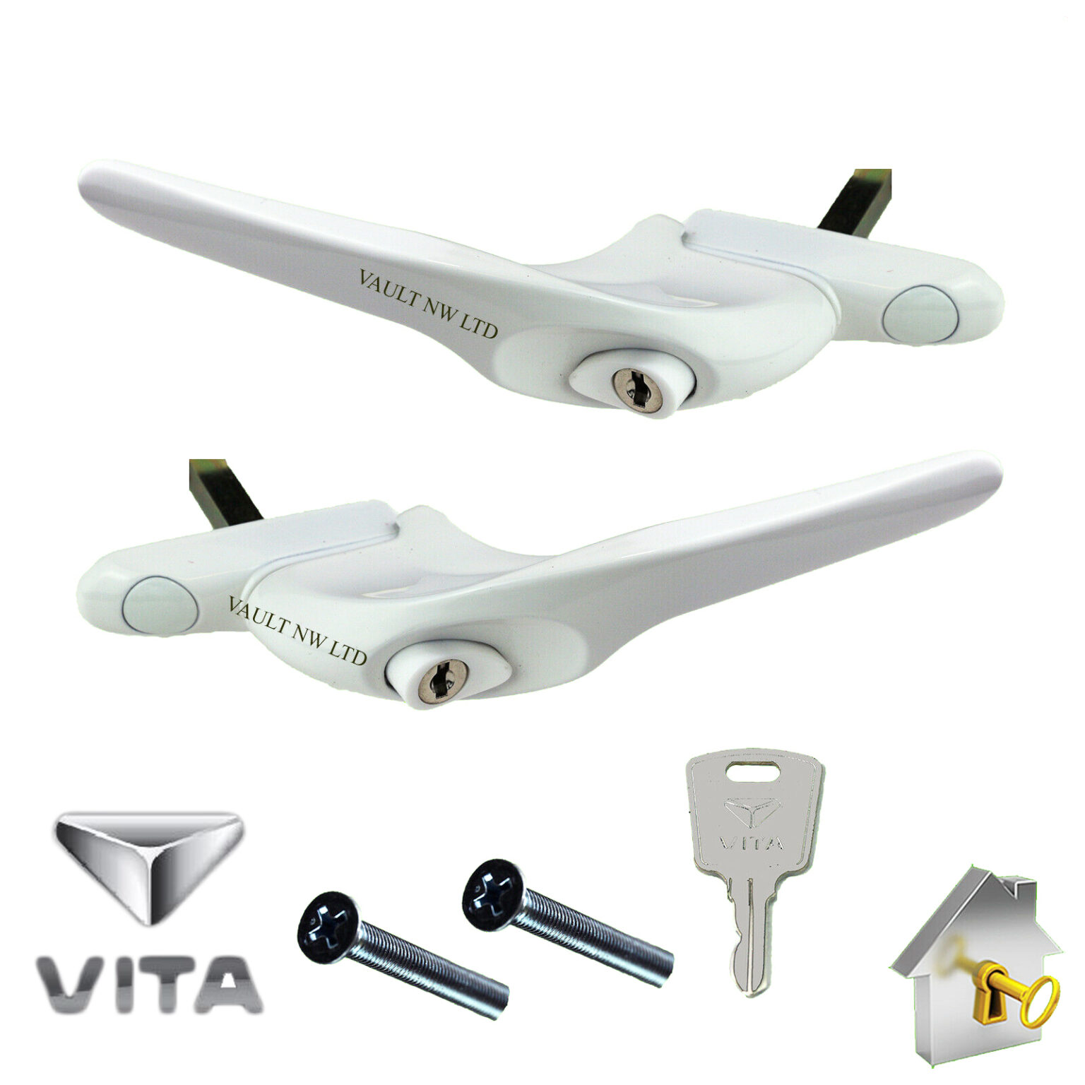 uPVC Cranked Handed Window Handle, Key Locking Espag Double Glazing ...