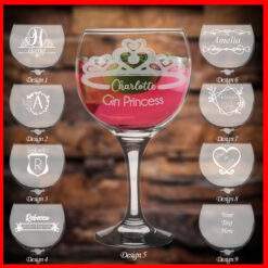 Personalised Gin Glass with Name theme